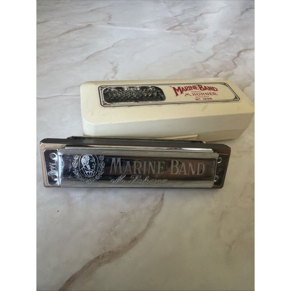 M. Hohner Made By Marine Band Harmonica No. 1896 Key of G Germany w/ Box Vintage